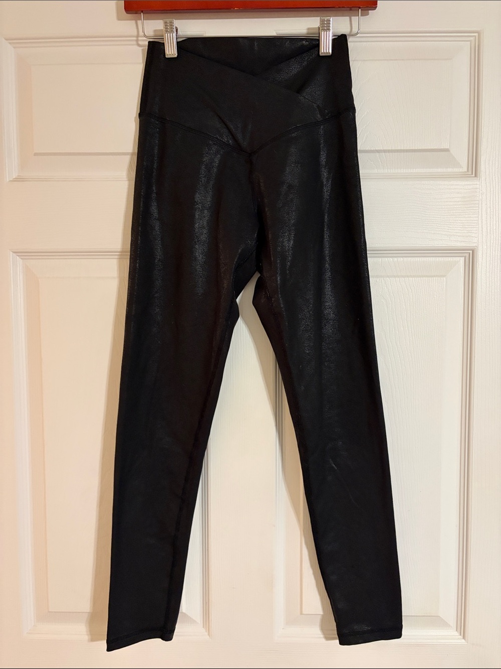 Aerie OFFLINE The Hugger Crackle Crossover Faux Leather High Waisted Leggings